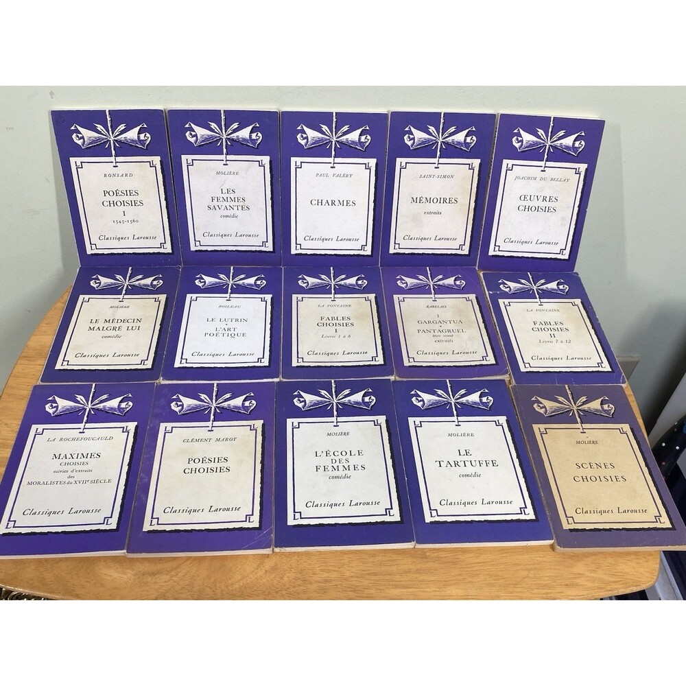 Vintage Lot of 13 Classiques Larousse French Paperback Books Various Authors